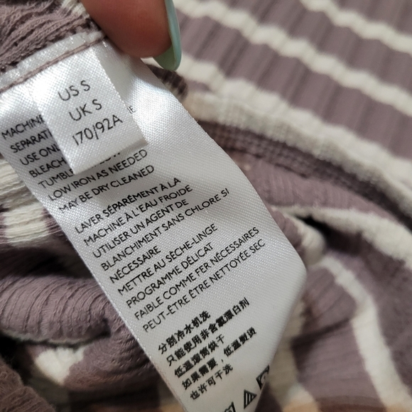 Free People Lilac Stripe Fired Up Cotton Blend Stretch Keyhole Back Tank Top - Picture 7 of 8